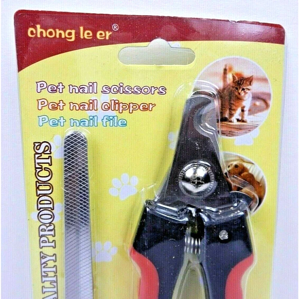 CHONG LE ER Pet Nail Clipper and Scissors W/ Bonus File Pet Grooming Tools Red